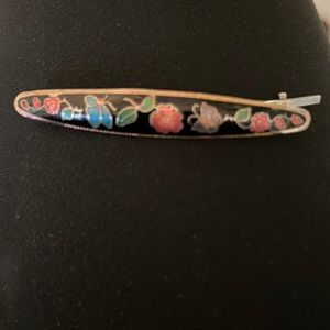 Beautiful vintage enamel barrette. 3 inches long